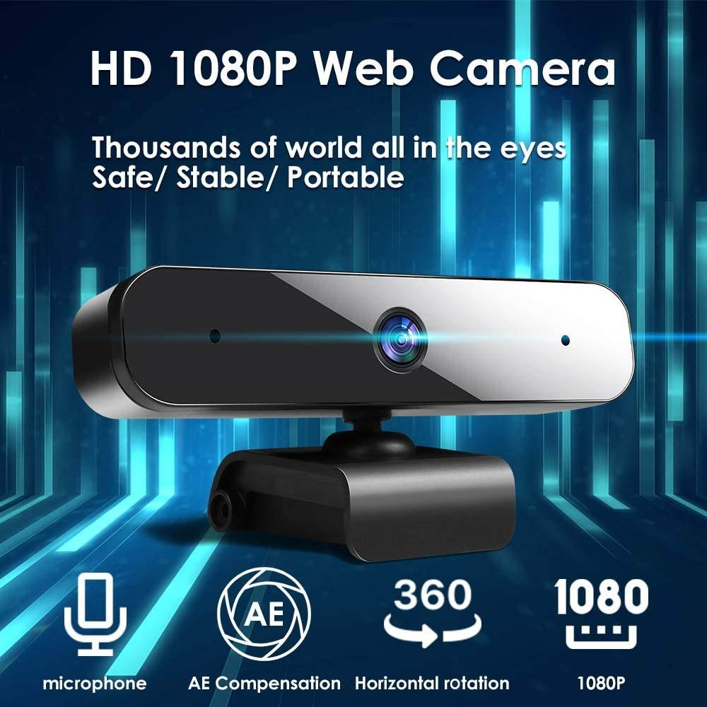 Full HD 1080P USB Web Camera (30fps), Plug & Play Webcam with Built-in Dual Microphone, Multi-Compatible, for Video Conferencing, Recording, and Streaming