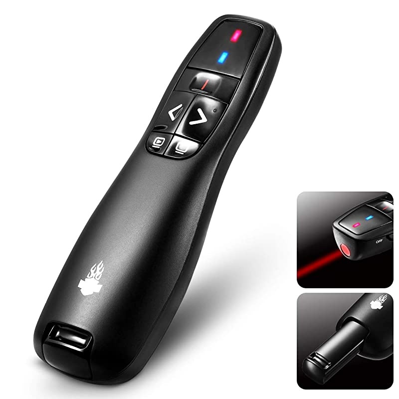 Clicker Remote Laser Pointer Wireless USB Presenter Slideshow PowerPoint Clicker Compatible with Win10 MAC Support PPT Keynote Google Slides