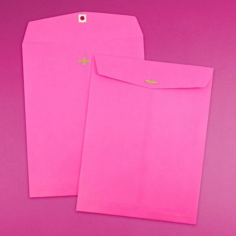 JAM Paper 12pk 10 x 13 Open End Catalog Envelopes with Clasp Closure - Hot Pink