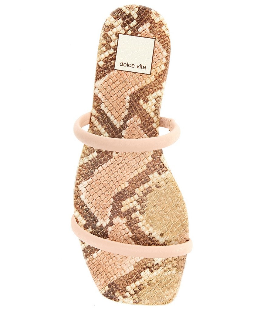 Dolce Vita Lester Banded Snake Print Square Toe Slide Sandals
