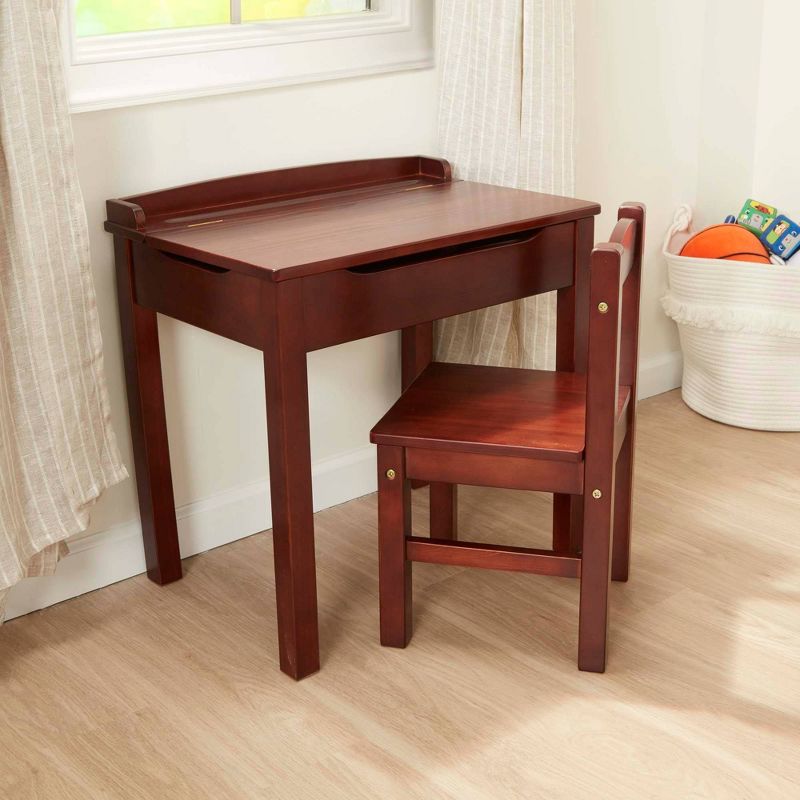Melissa & Doug Wooden Child's Lift-Top Desk and Chair - Honey