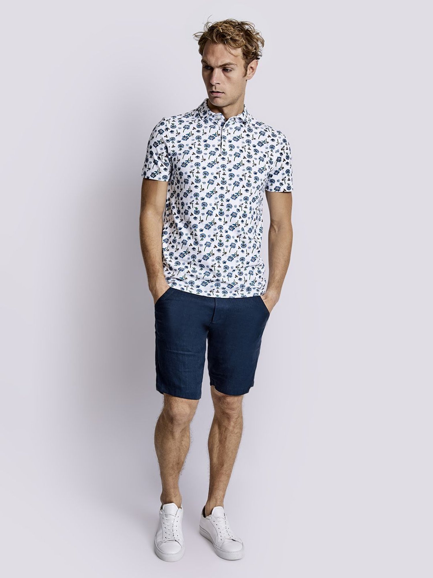 Bruun & Stengade Blue Linen Regular Fit Shorts