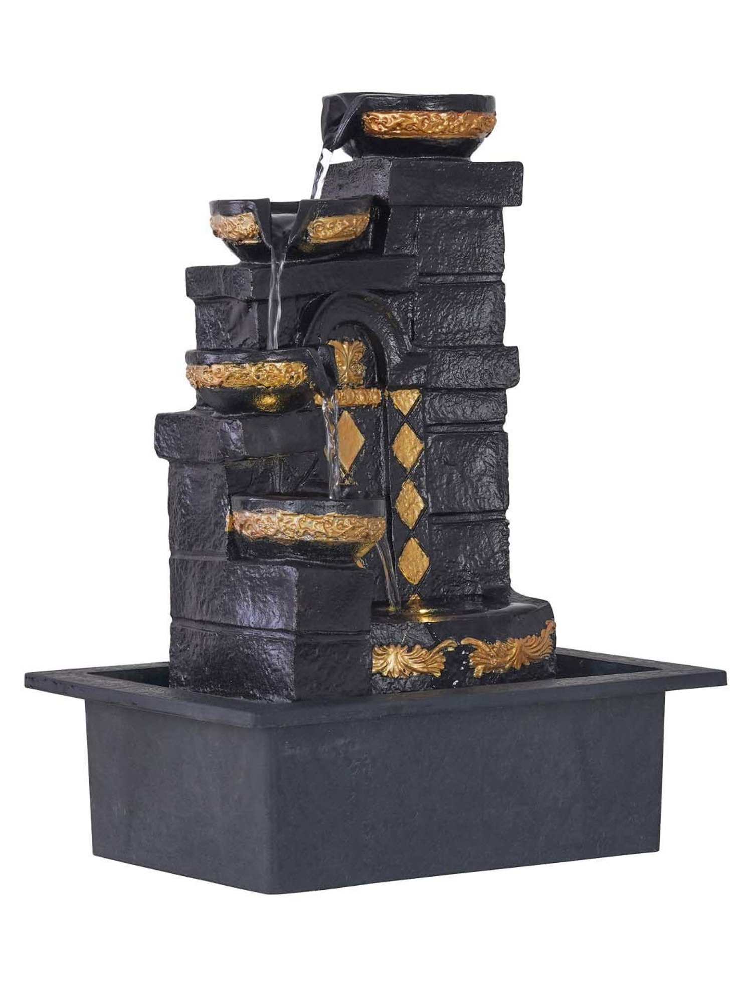 CHRONIKLE Chocolate Polyresin Table Top 4 Steps Waterfall Fountain