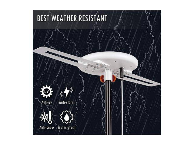 Five Star [Newest 2020] HDTV Antenna w/ 360&deg; Omnidirectional Powerful Amplified Outdoor TV Antenna up to 150 Miles Indoor/Outdoor, RV, Attic 4K 1080P UHF VHF Supports 4TVs Installation Kit