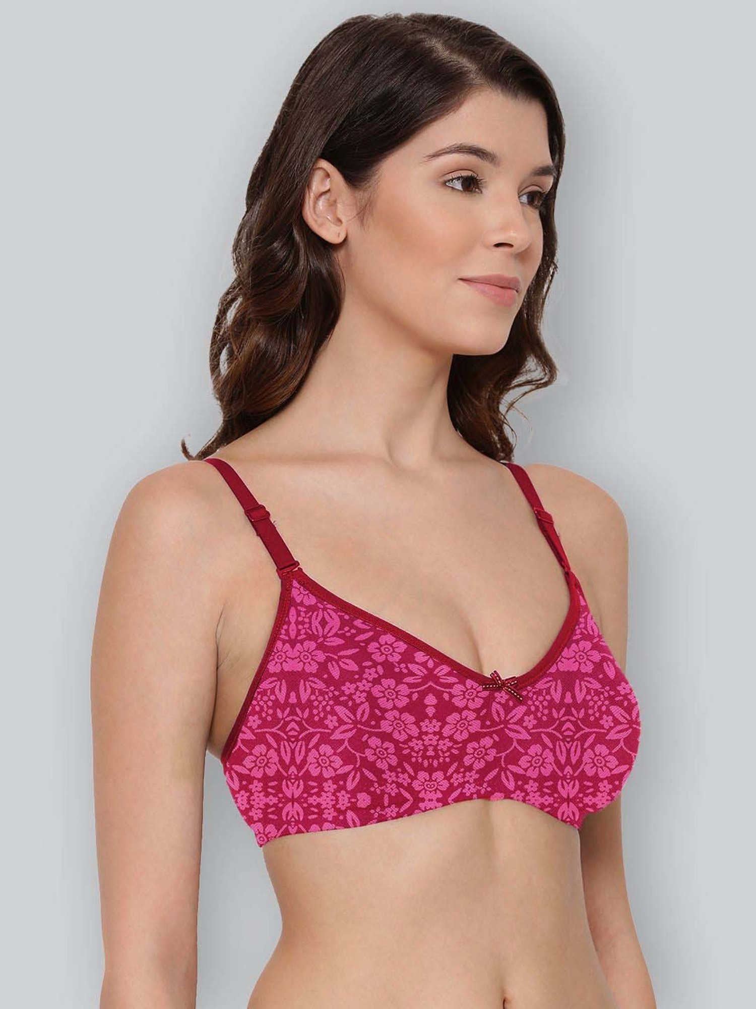 Lyra Magenta Cotton Printed T-Shirt Bras - Pack Of 2