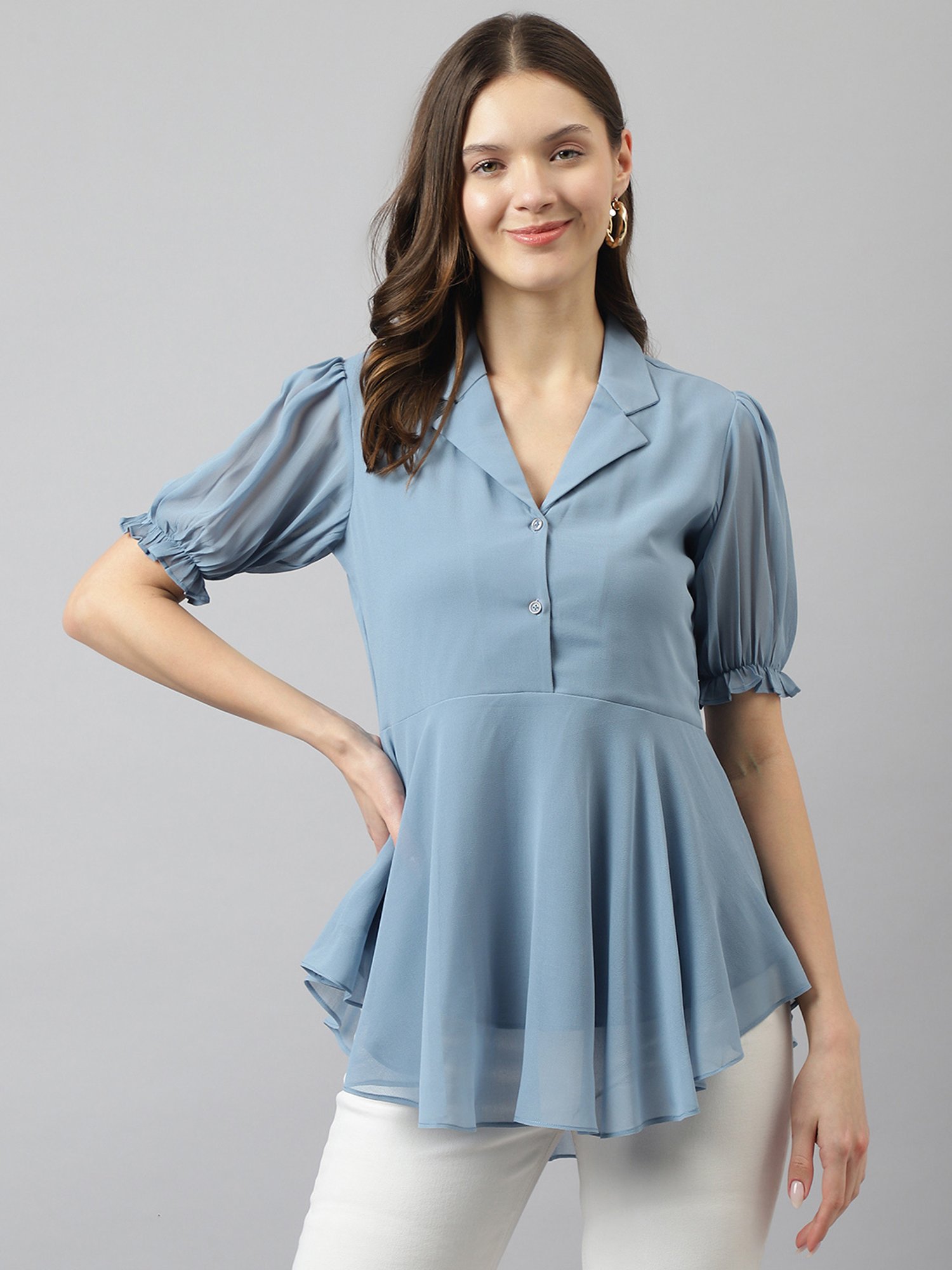 KERI PERRY Light Blue Regular Fit Top