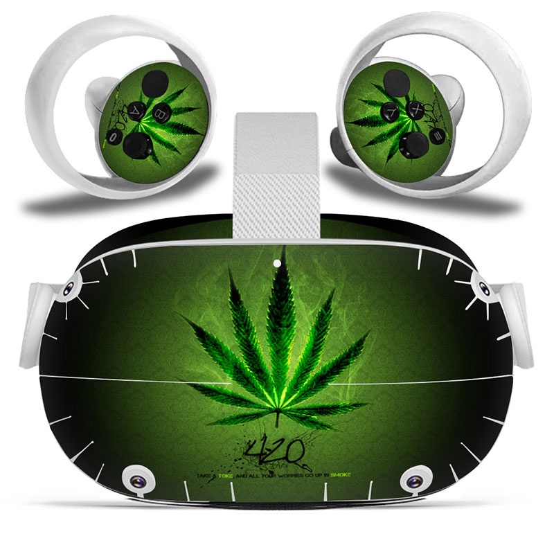 Amify Vinyl Skin Sticker for Oculus Quest 2 VR Headset Controller PVC Decals Cute Cartoon Wrap Cover for Oculus Quest 2 Accessories