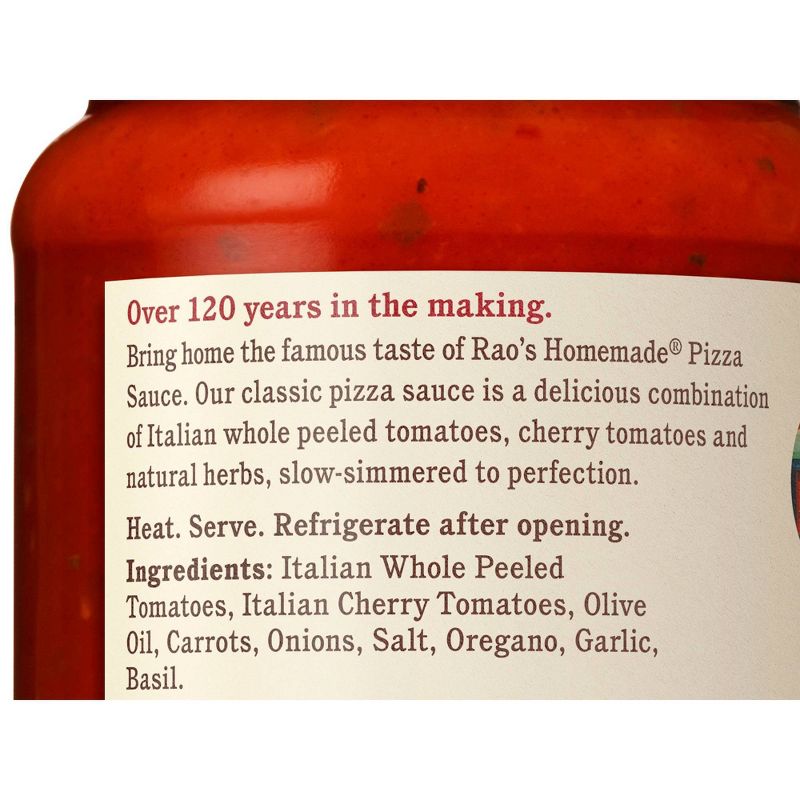 Rao's Homemade Classic Pizza Sauce Premium Quality All Natural Keto Friendly Slow-Simmered - 13oz