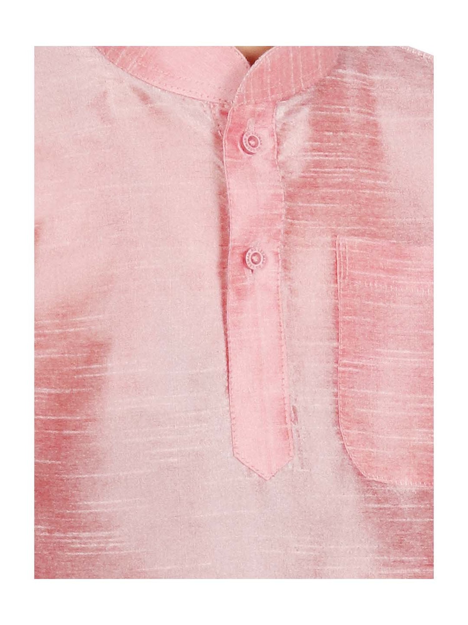 SG Yuvraj Kids Brown & Pink Textured Pattern Full Sleeves Kurta Set