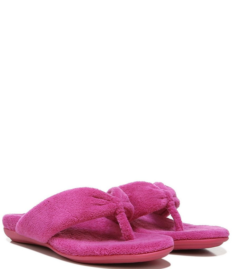 Vionic Lydia Washable Plush Terry Cloth Thong Slippers