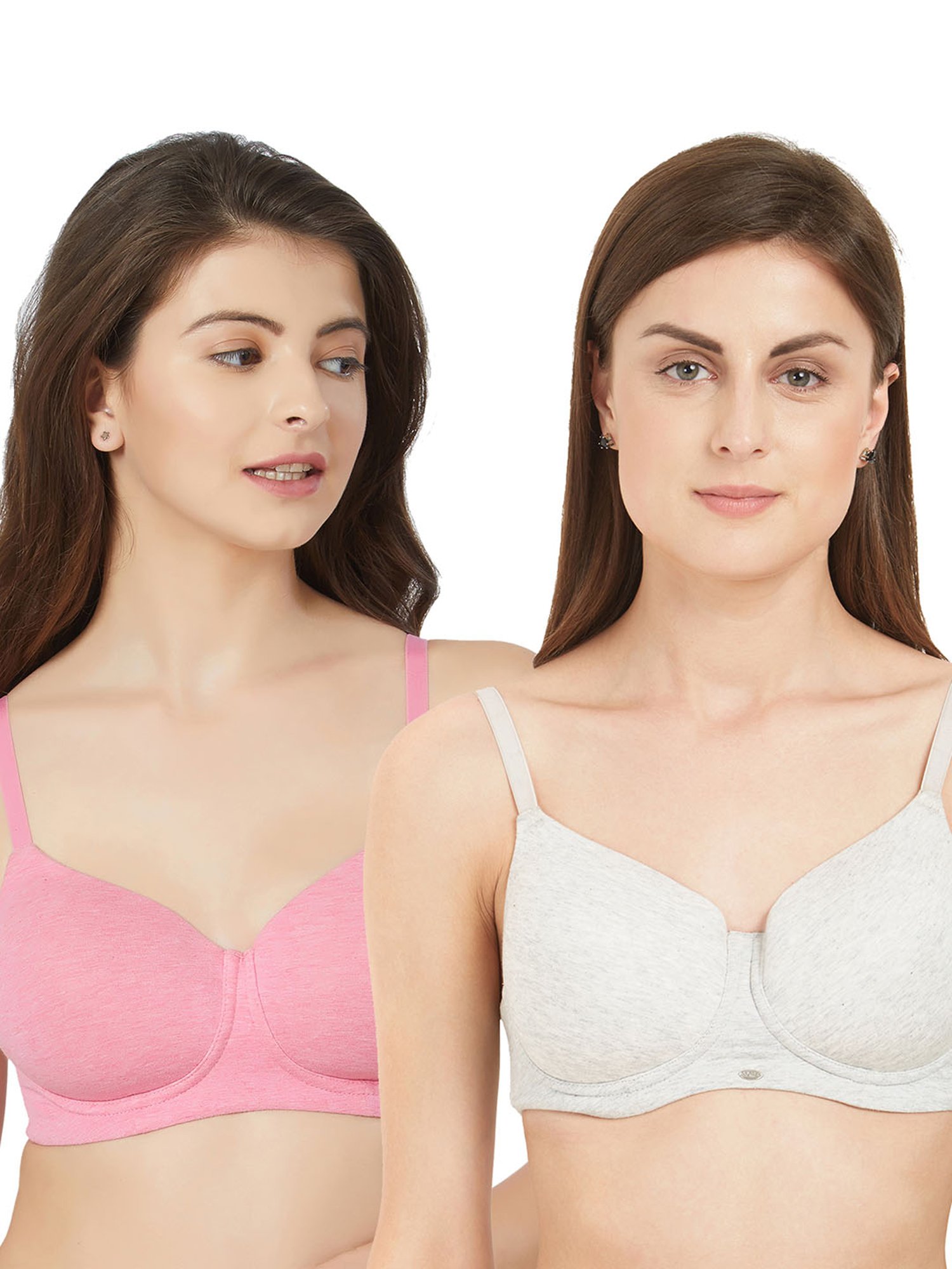 Soie Multicolor Non Wired Padded T-shirt Bra (Pack Of 2)