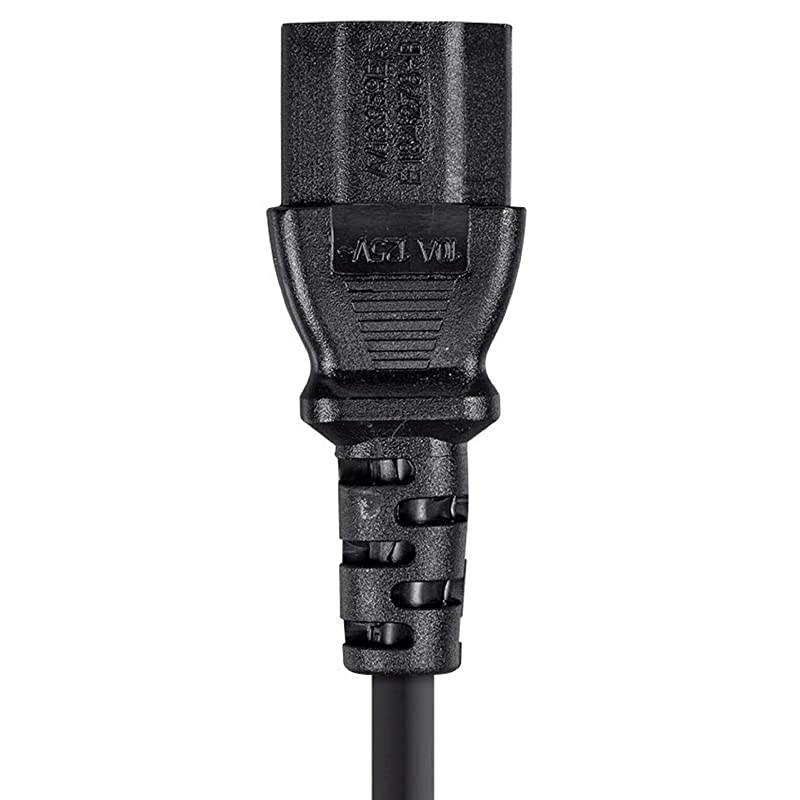 Power Cord - 20 Feet - Black | NEMA 5-15P to IEC 60320 C13, 18AWG, 10A/1250W, 3-Prong