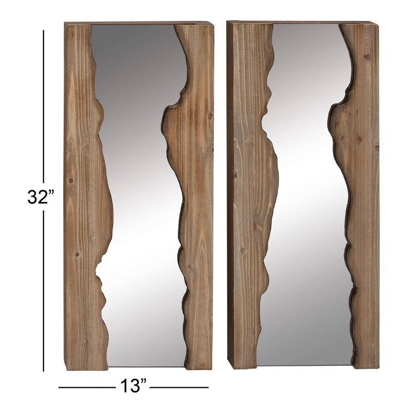 (Set of 2) 13" x 32" Rectangular Live Edge Wood Wall Mirrors - Olivia & May