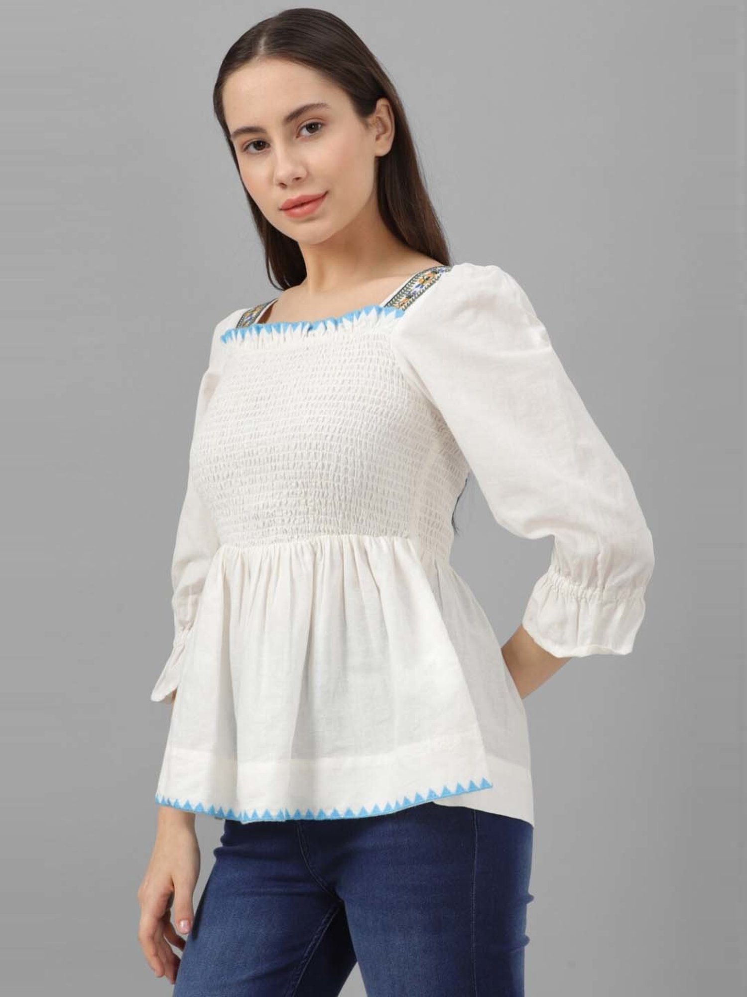 Allen Solly White Embroidered Top