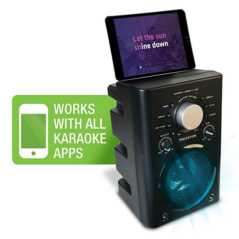 Karaoke Machine Full Karaoke System with Wireless Bluetooth Speaker and Microphone Works with all Karaoke Apps via Smartphone or Tablet