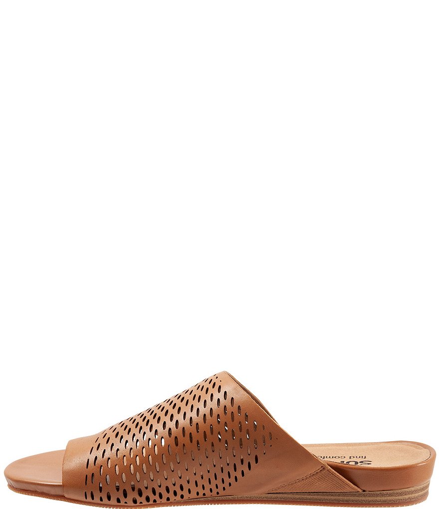 Softwalk Corsica II Perforated Leather Toe Ring Slide Sandals