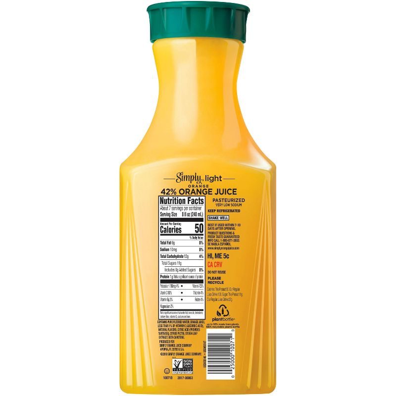 Simply Light Orange Pulp Free Juice - 52 fl oz