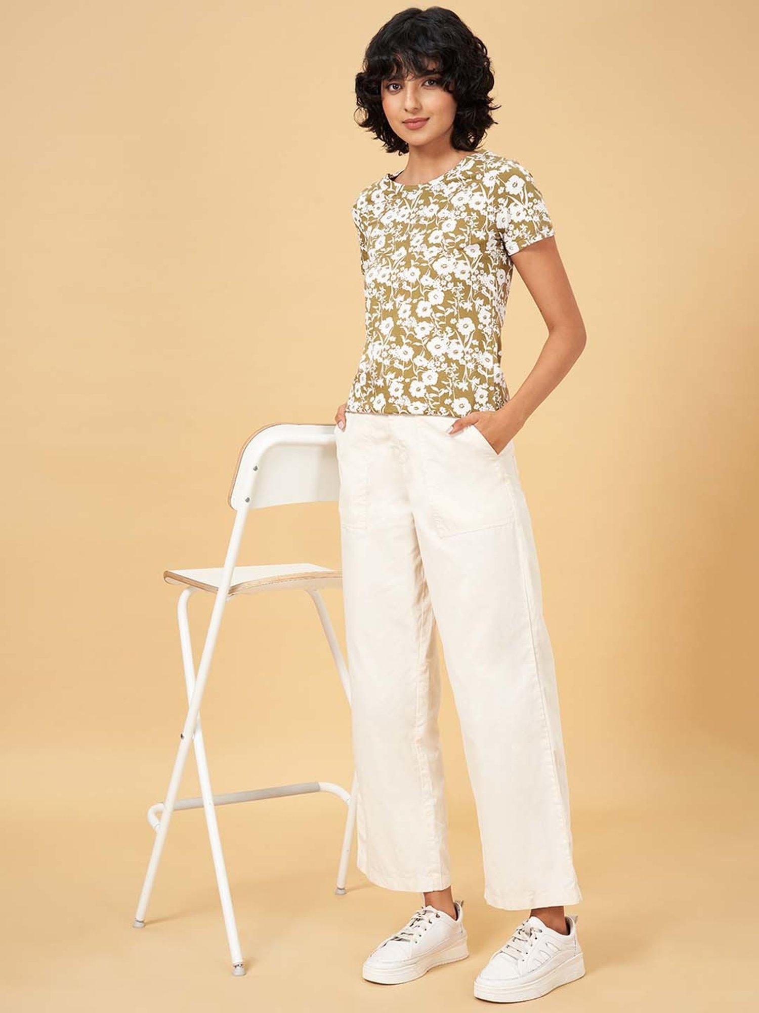 Honey by Pantaloons Green Cotton Printed T-Shirt