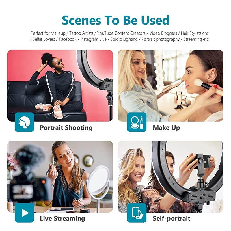 18inch SMD LED Ring Light Dimmable Lighting Kit with 787inch Light Stand Filter and Hot Shoe Adapter for Camera Photo Studio LED Lighting Portrait YouTube Video Shooting No Carrying Bag