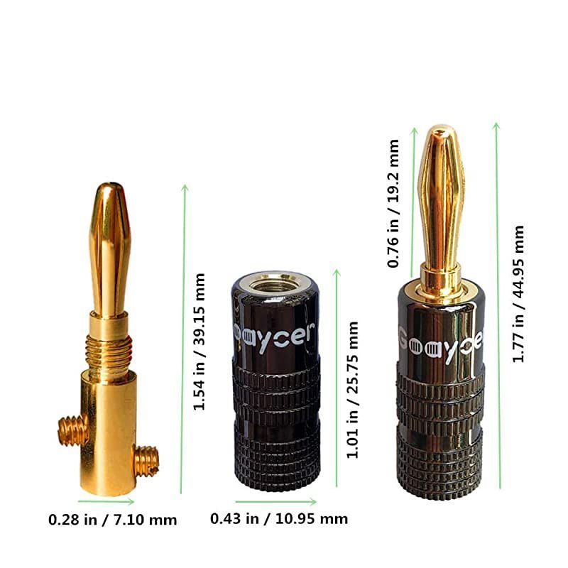 Speaker Connector Banana Plugs 24K Gold Plated Brass 4mm Plug 12 Pairs24 pcs