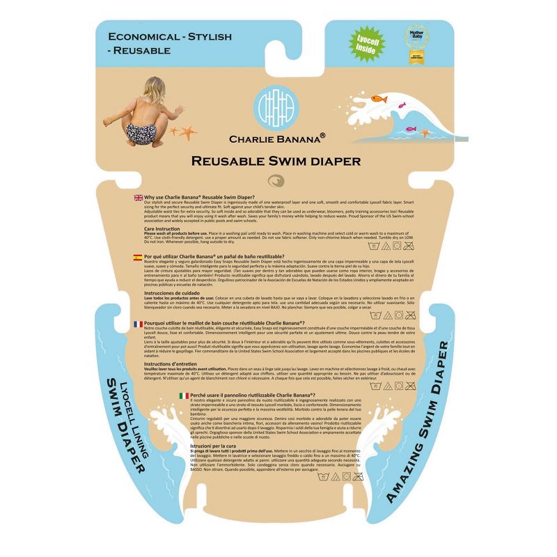 Charlie Banana Reusable Swim Diaper, Fluorescent Pink - XL