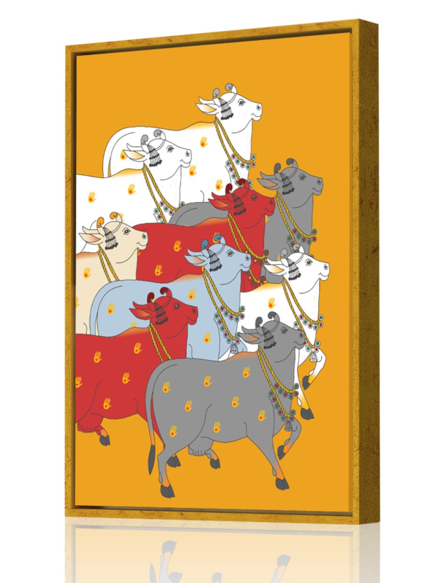 Art Street Printed Gold Cotton Canvas Wall Art