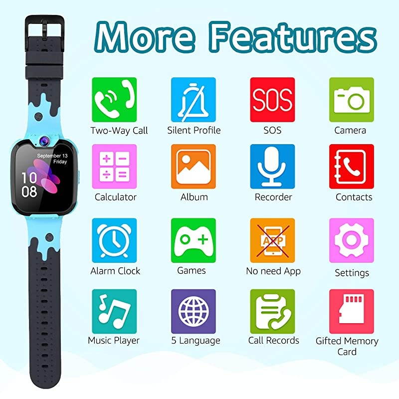 Games Watchs Phone 154 inch Touch Screen Game Smart Watch with MP3 Music Player Call SOS Calculator Alarm Clock Camera 7 Games Watchs for Boys Girls Birthday Gifts