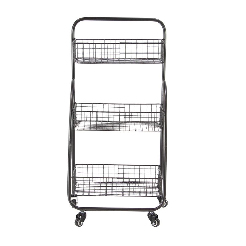 18  x 36 Metal 3 Tier Rolling Cart Black