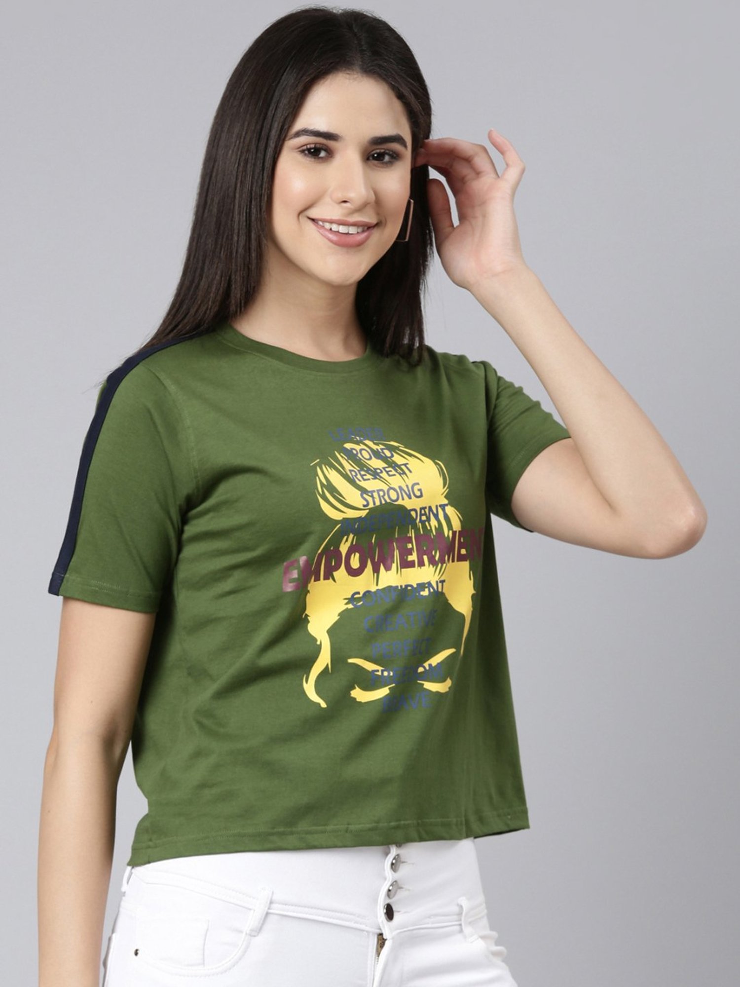 Kryptic Green Cotton Printed T-Shirt