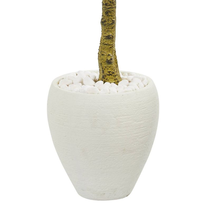 27" x 14" Artificial Rubber Plant in Boho Basket Cream - LCG Florals