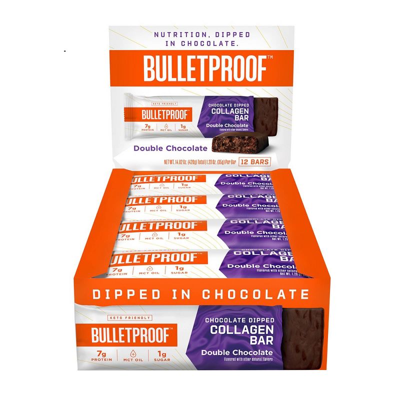 Bulletproof Chocolate Dipped Collagen Bar - Double Chocolate - 12pk