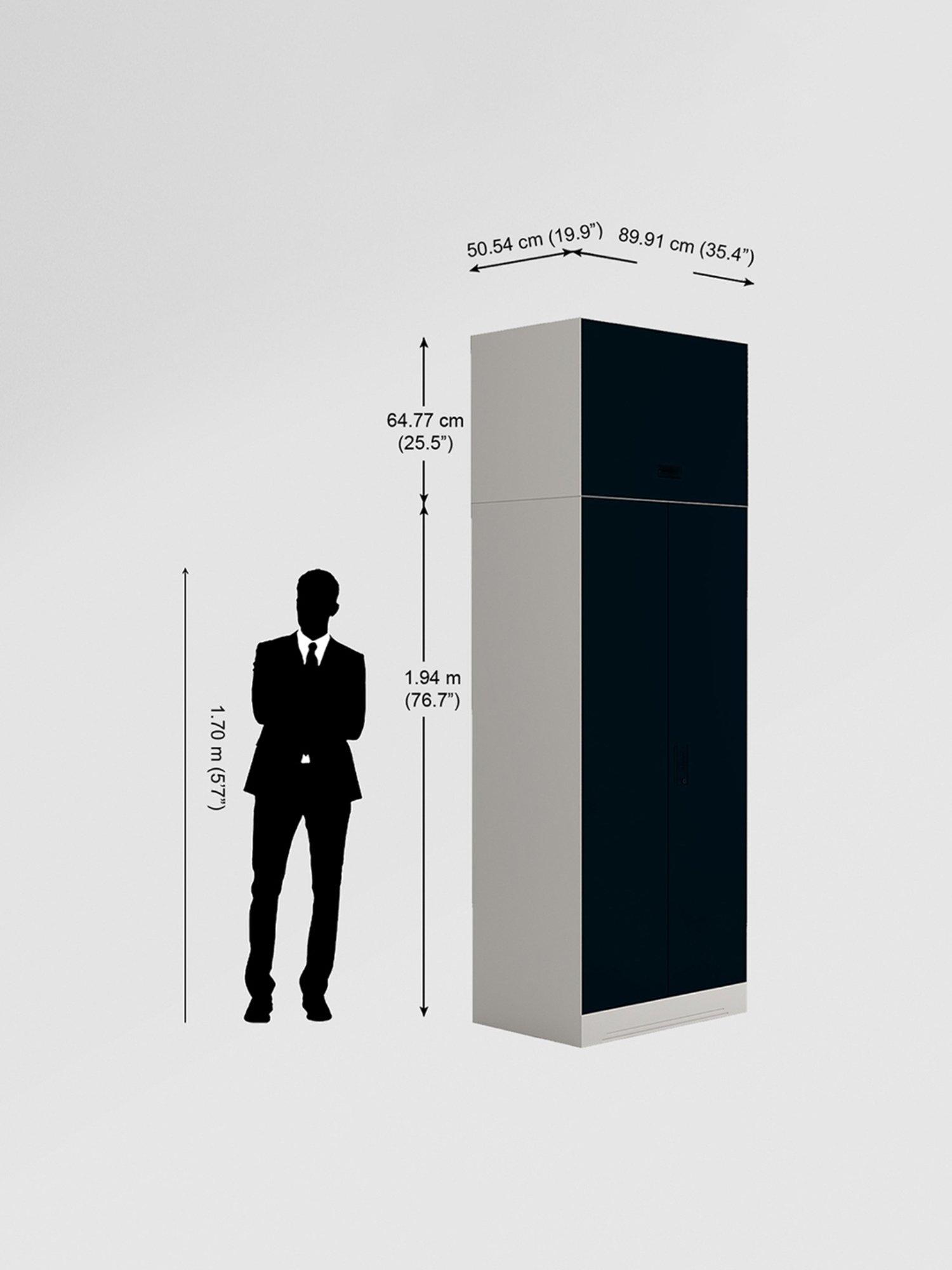 Godrej Interio Slimline 2-Door Steel Almirah, Blue (1-Year Warranty, 1 Locker, 1 Drawer,OHU)