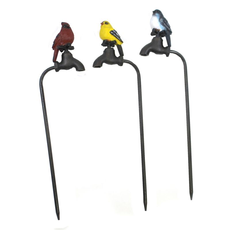 Home & Garden 17.0" Summer Birds Planter Pokes Set/3 Yard Decor Pick Stake Cardinal Direct Designs International  -  Decorative Garden Stakes