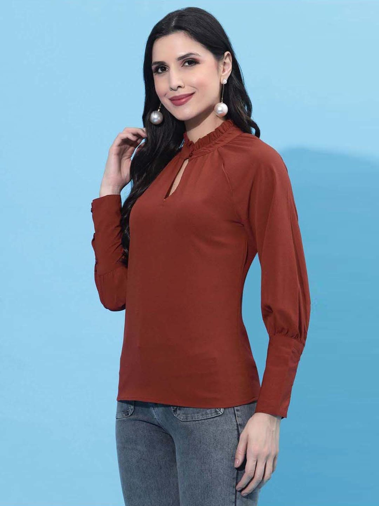 SELVIA Rust Regular Fit Top