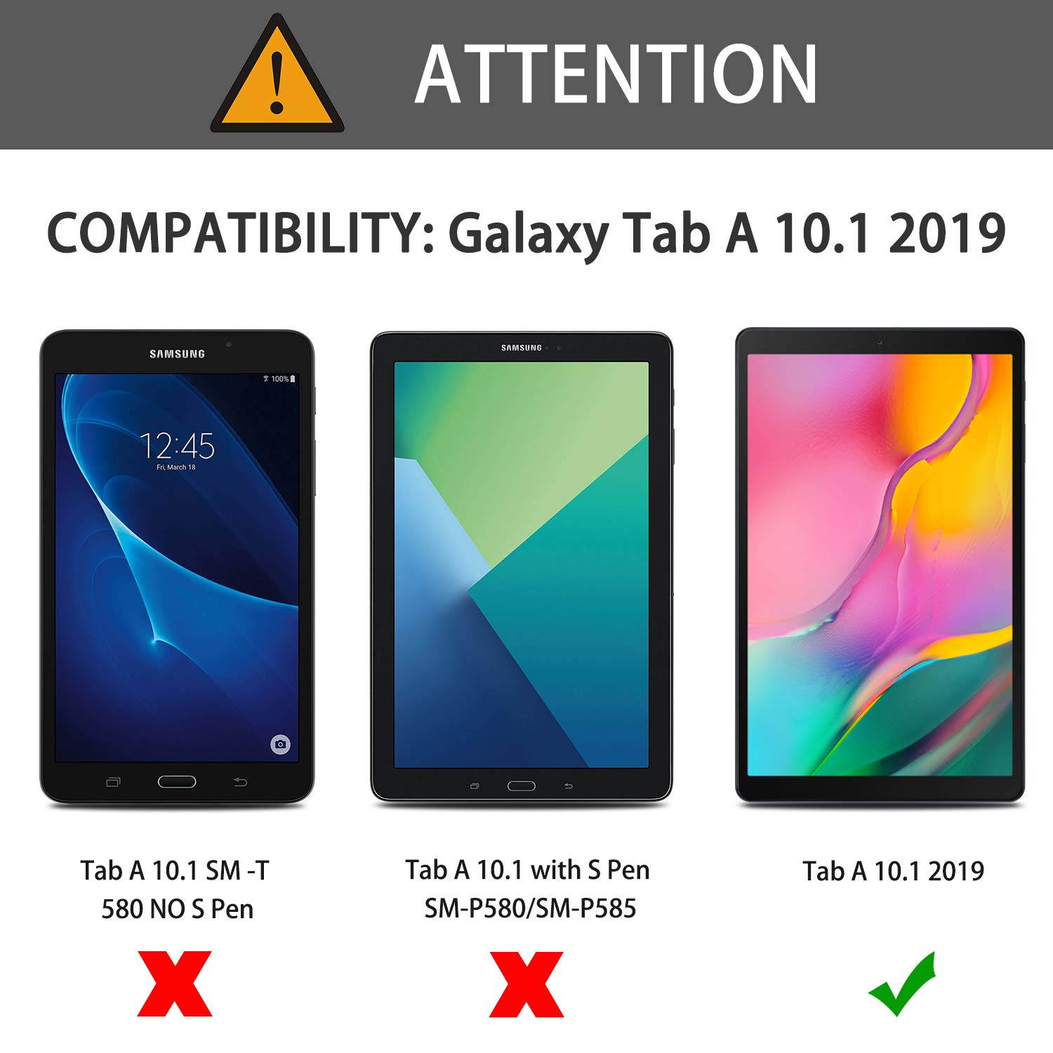 OMOTON [3 Pack Screen Protector for Samsung Galaxy Tab A 10.1 2019 Release SM-T510, Tempered-Glass/Scratch-Resistant/Bubble Free