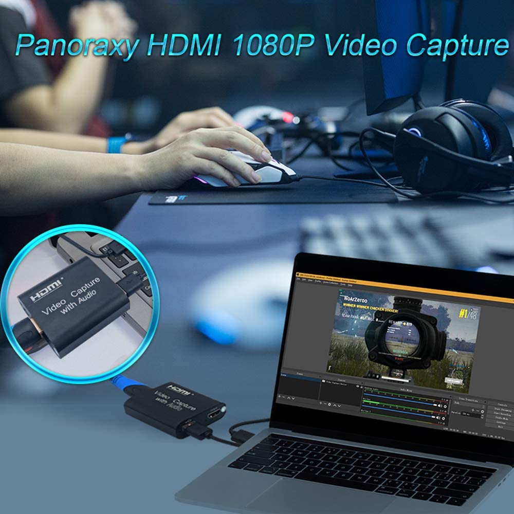 Game Capture Card with Loop Out, Audio Video Capture Card with Mic-in, 1080P 60fps Game Capture Device for Live Streaming Broadcasting Video Recording for PS3/4,Switch, DSLR, Camcorders