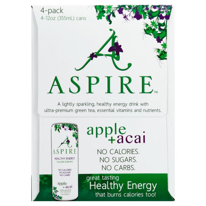 Aspire Healthy Energy Apple + Acai - 4pk/12 fl oz Cans