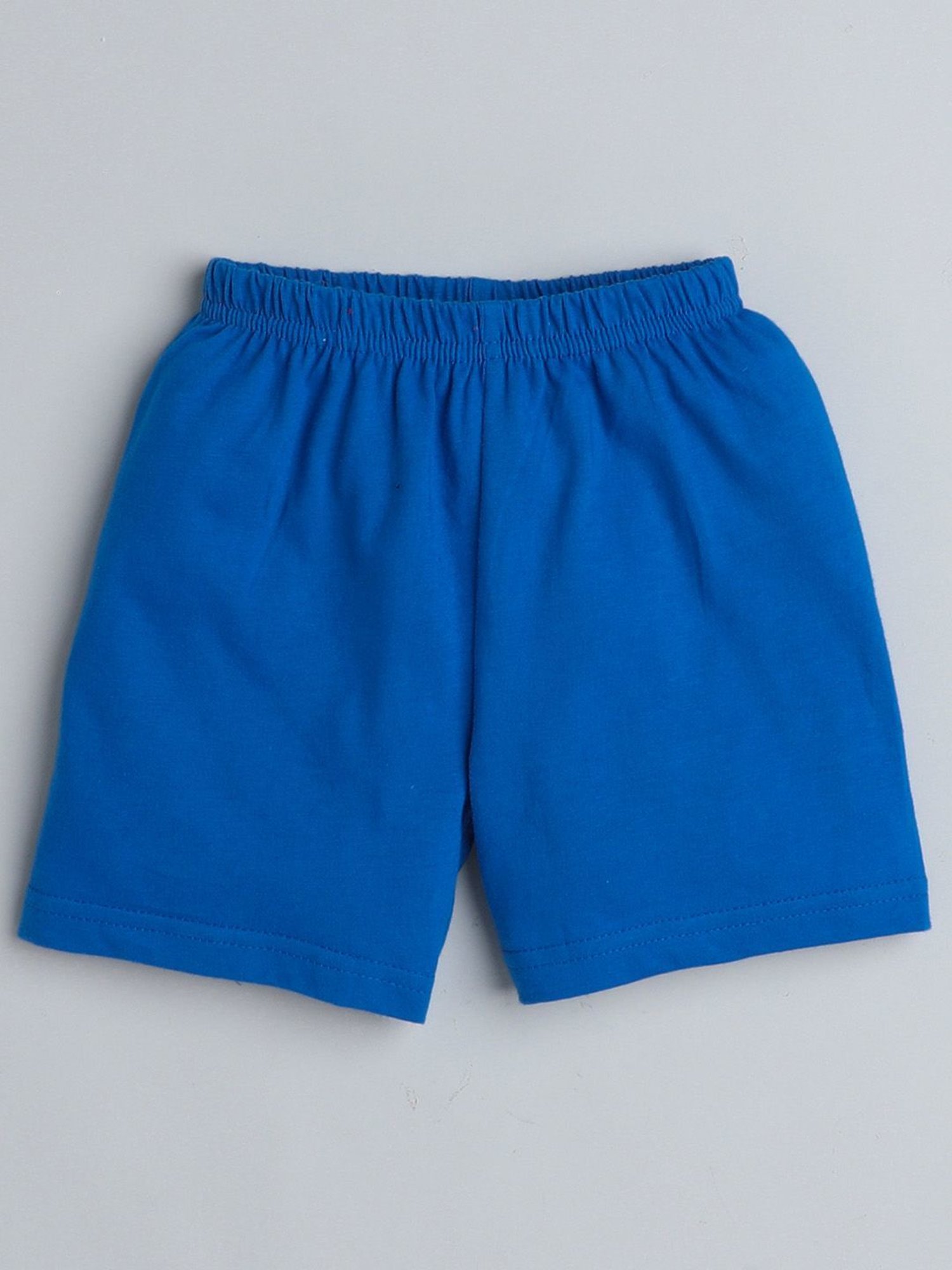 Bumzee Kids Light Beige & Royal Blue Printed T-Shirt with Shorts