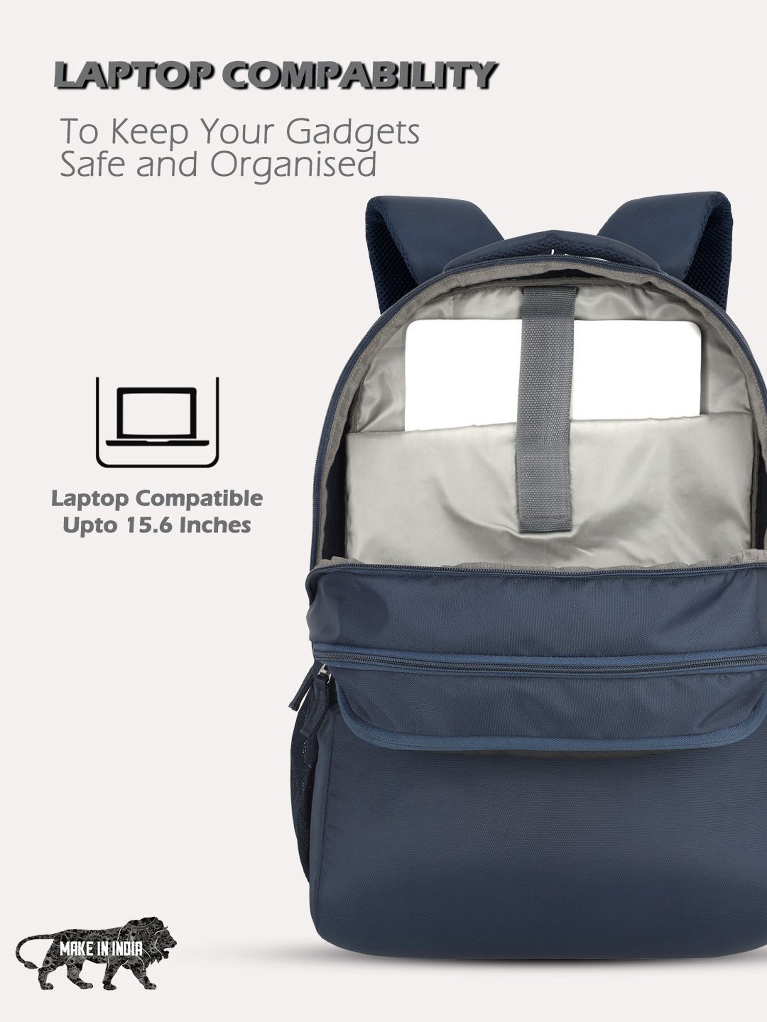 Lavie Sport Urban Navy Polyester Solid Laptop Backpack - 31 Ltrs