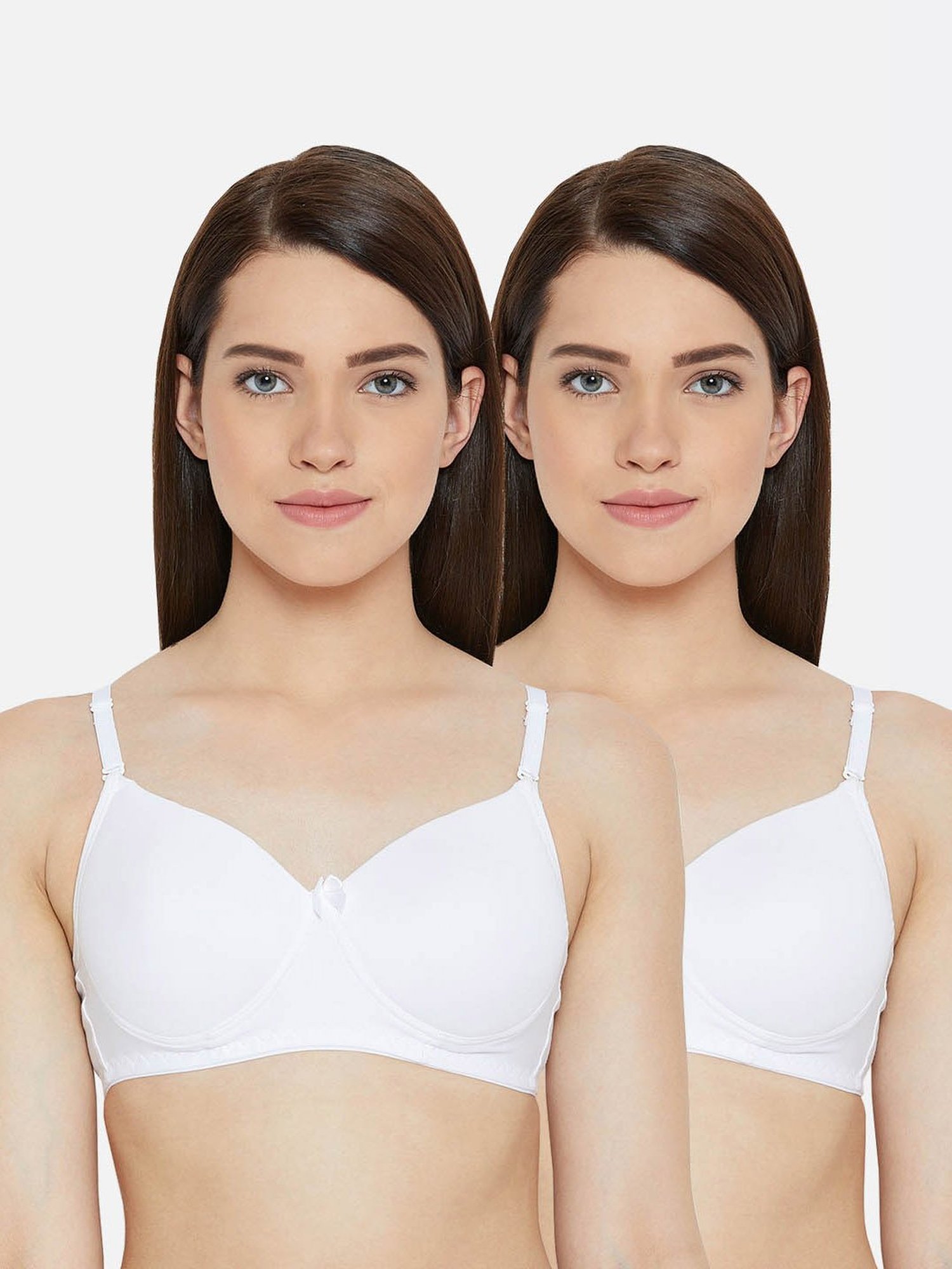 Lady Lyka White Non Wired Padded T-Shirt Bra (Pack Of 2)