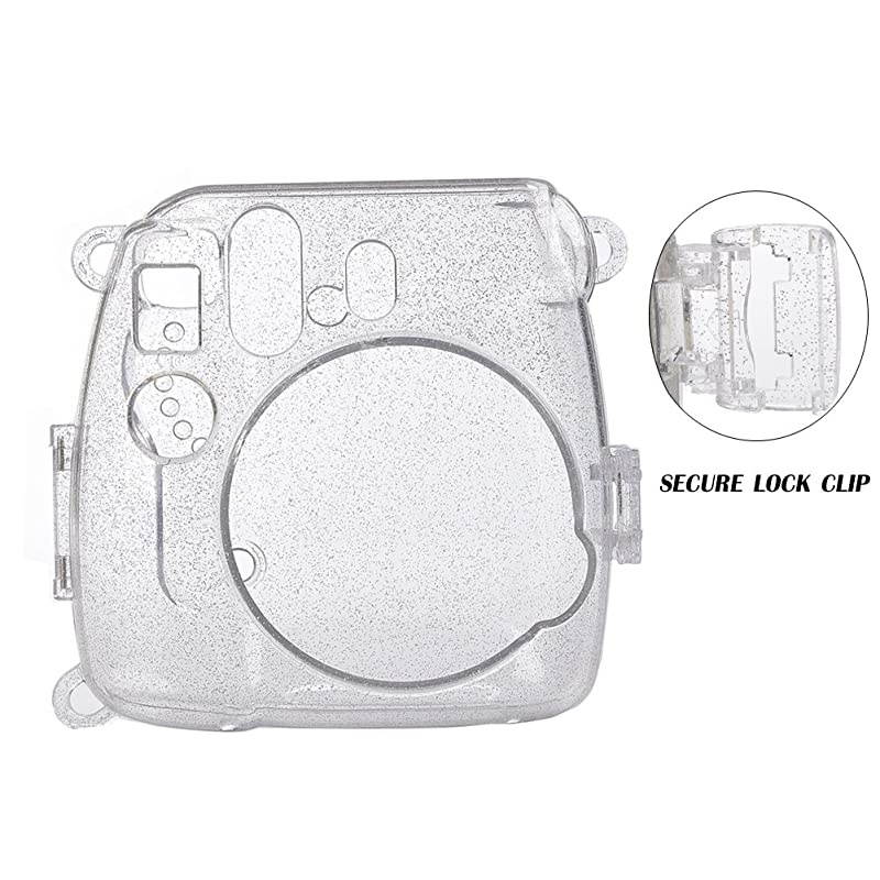 Glitter Crystal Case Compatible with Fujifilm Instax Mini 9/8/8+ Instant Film Camera with Cute Adjustable Strap. (Do not fit Mini 11 Camera ) - Transparent