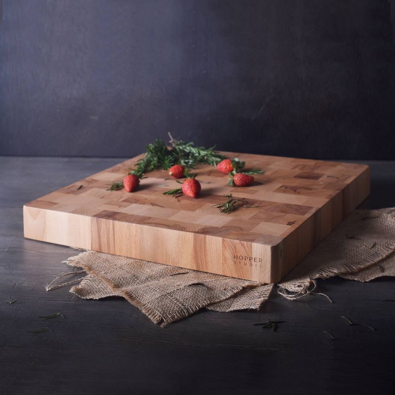 16" x 15" Beechwood Natural Cutting Board - Hopper Studio