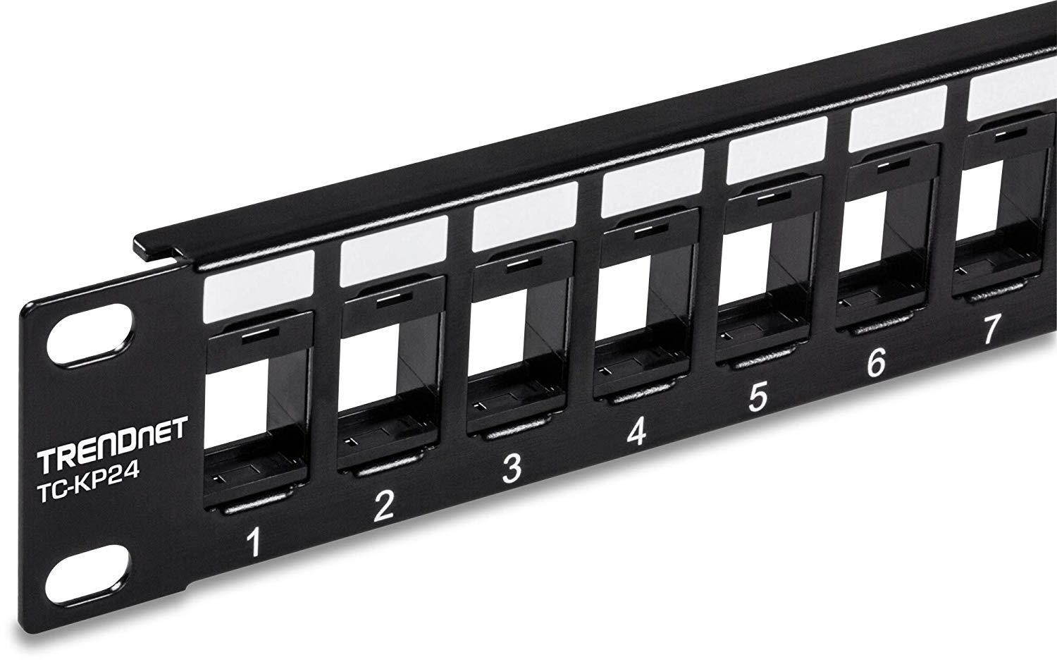 TRENDnet 24-Port Blank Keystone 1U Patch Panel, Cat5, Cat5e, Cat6, Cat6A, UTP, 19&rdquo; Rackmount Design, TC-KP24