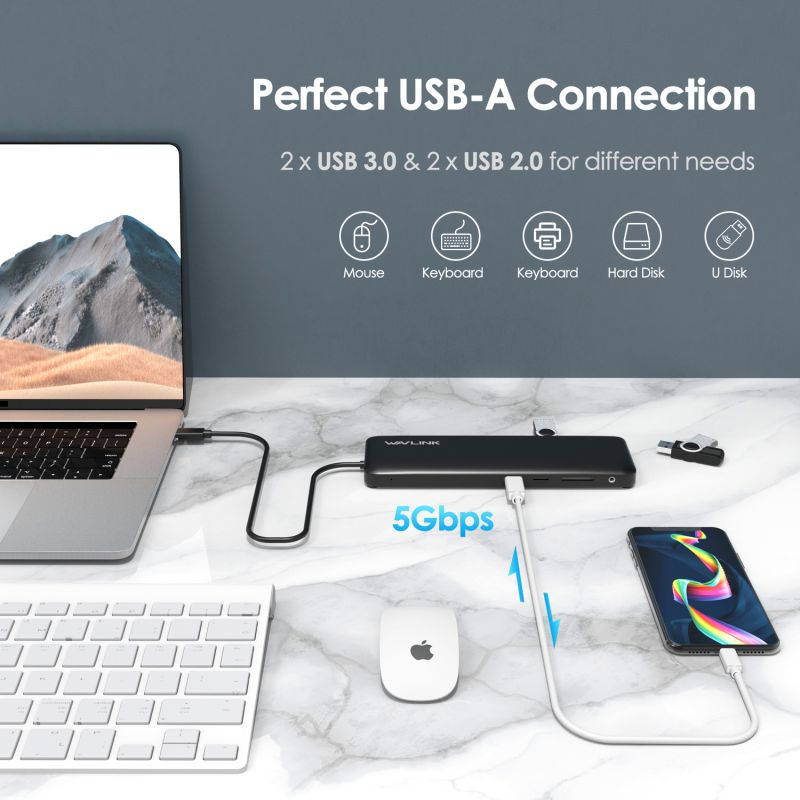 Wavlink USB C Triple Display 4K 12 in 1 USB C Docking Station, DP & HDMI &VGA with 100W PD Charging USB 3.0 & 2.0 Ports, SD TF Card Reader, Gigabit Ethernet, Audio For MacBook Pro & Windows, Linux
