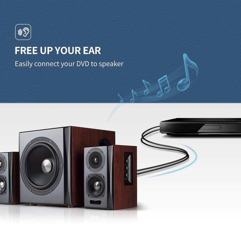 LUOM 2RCA Male to 2RCA Male Stereo Audio Cable Gold Plated for Home Theater, HDTV, Gaming Consoles, Hi-Fi Systems,10ft 3m