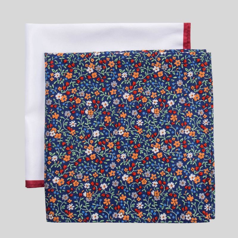 Men's Charles Floral Print Pocket Square Set - Goodfellow & Co™ Blue One Size