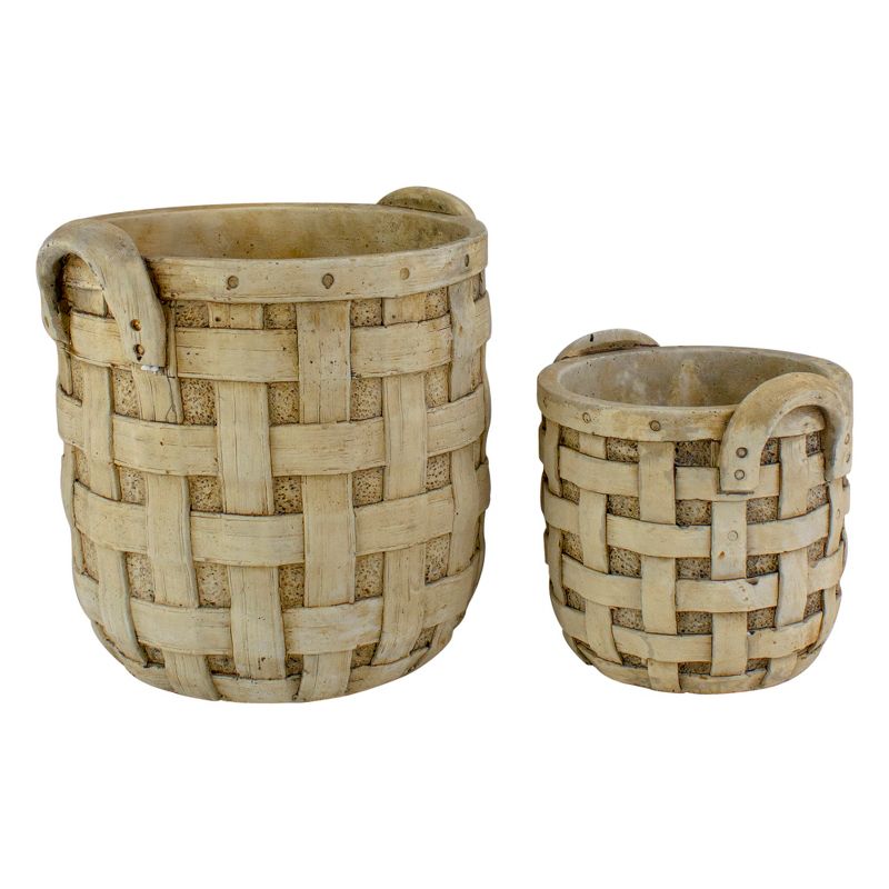 Napa Home & Garden Set of 2 Beige Tobacco Basket Planter Set 9.5"