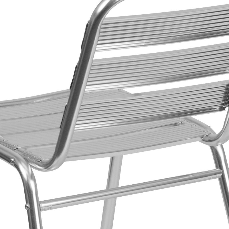 Emma and Oliver Aluminum Indoor-Outdoor Stack Chair with Triple Slat Back