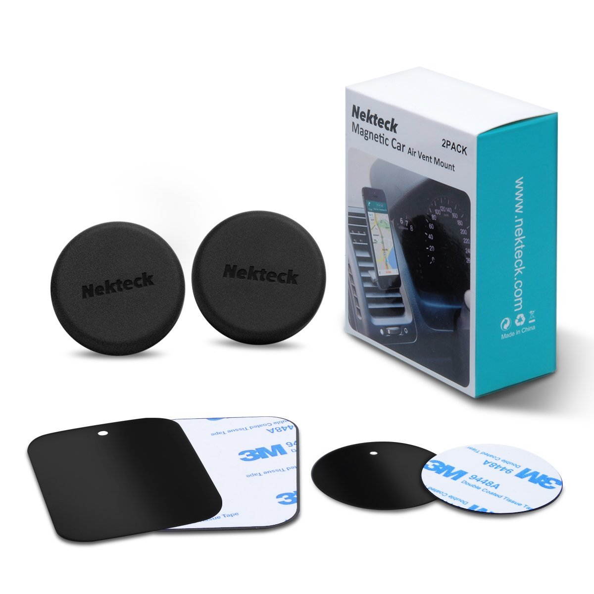 Car Mount, Nekteck Air Vent Magnetic Car Phone Mount Holder and Mini Tablets Holder for iPhone 8/ 7/ 6s/ 6 Samsung Galaxy S8/ S7/ Note 8, LG HTC Nexus 6P Google Pixel Smartphone and GPS Devices,2 Pack