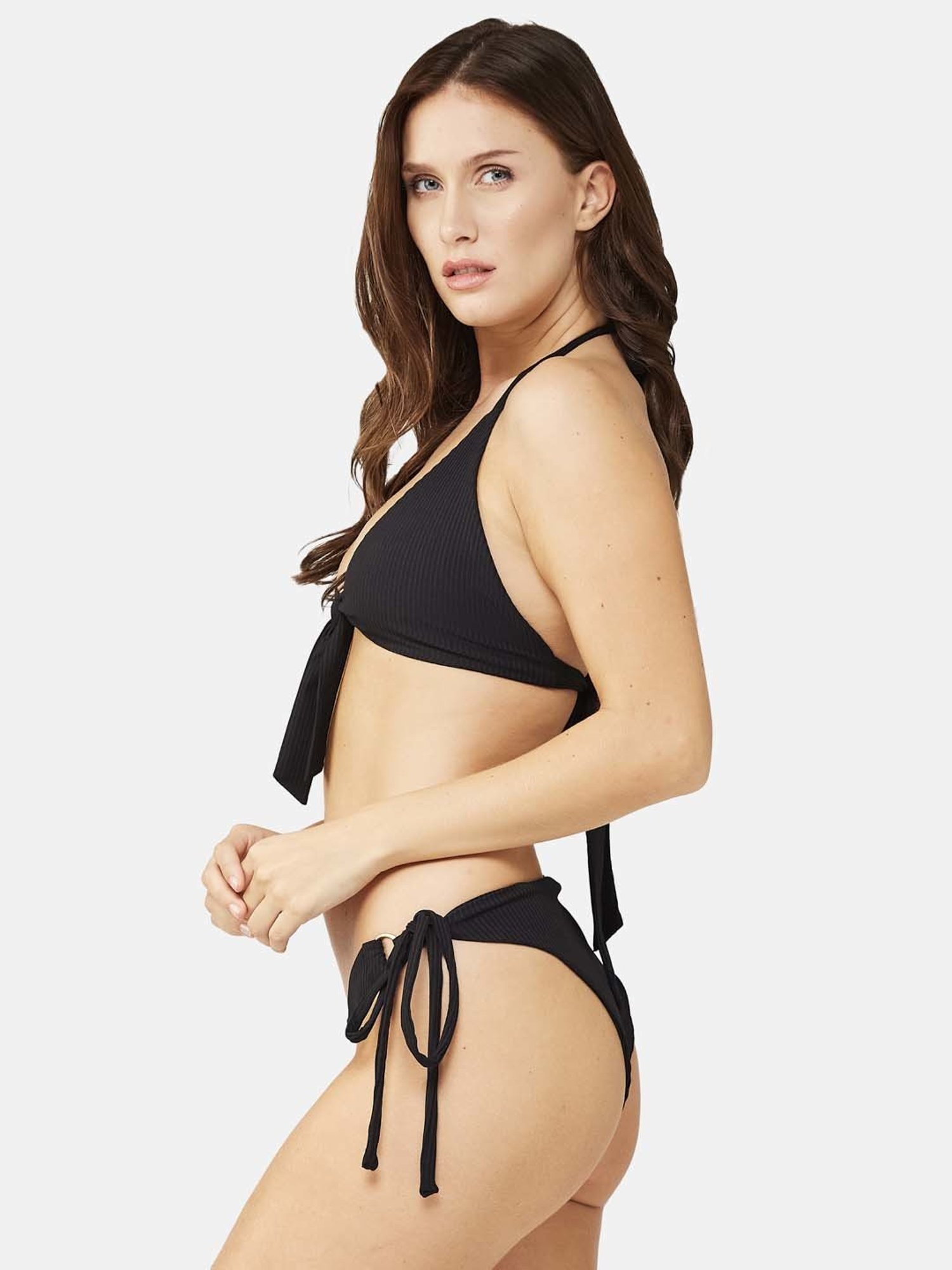 Secrets By ZeroKaata Black Plain Swimwear Bra Panty Set